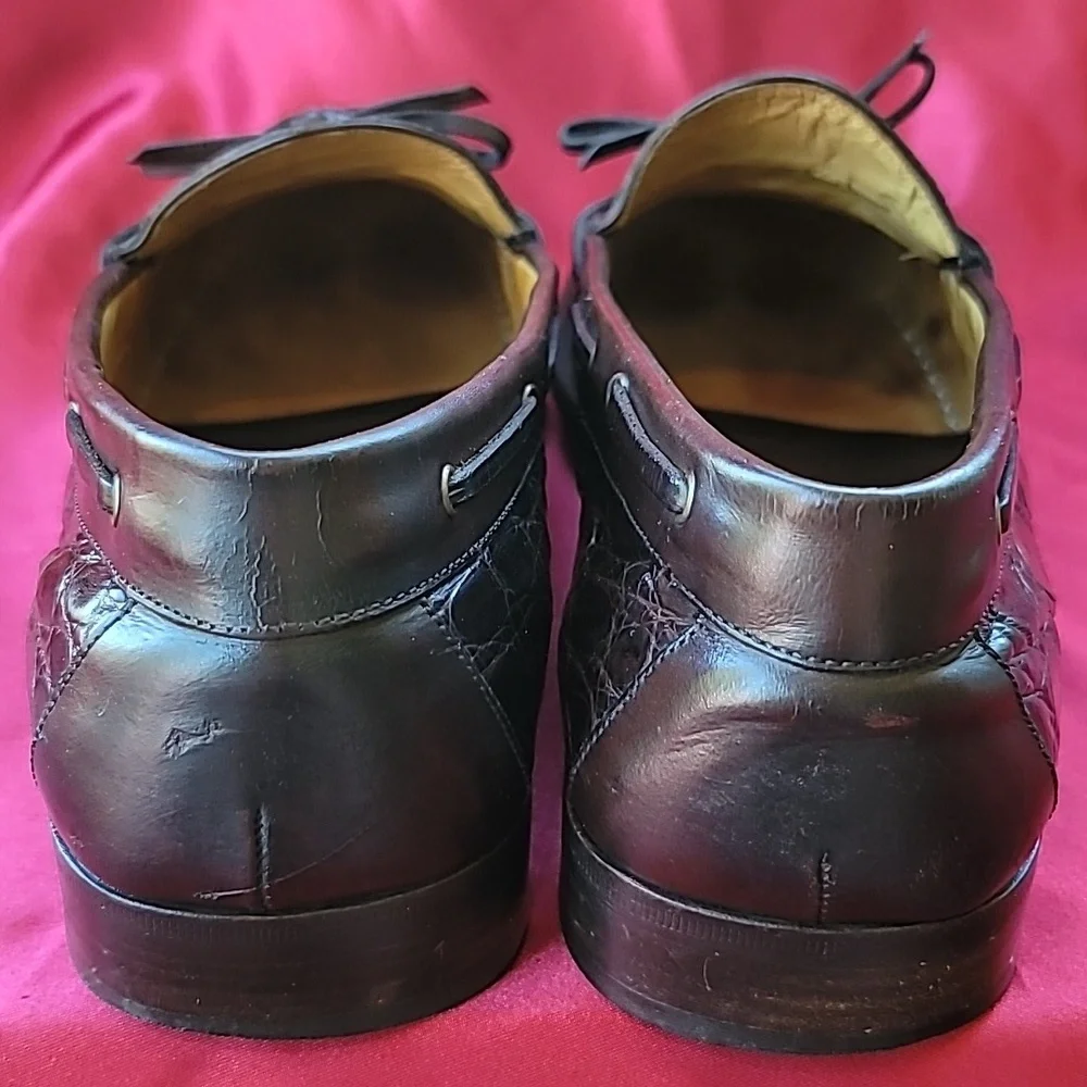 COLE HAAN sz11 Genuine Alligator Handmade Italian Boat Shoe Loafer